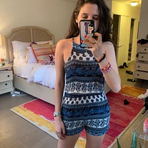 Blue Printed Romper